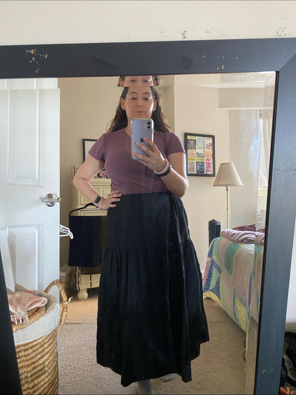 Little Moon by Aritzia black tiered midi skirt